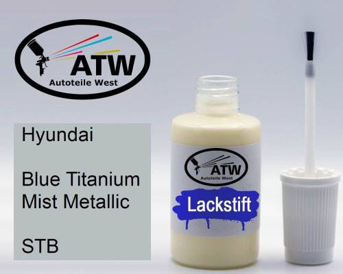 Hyundai, Blue Titanium Mist Metallic, STB: 20ml Lackstift, von ATW Autoteile West.